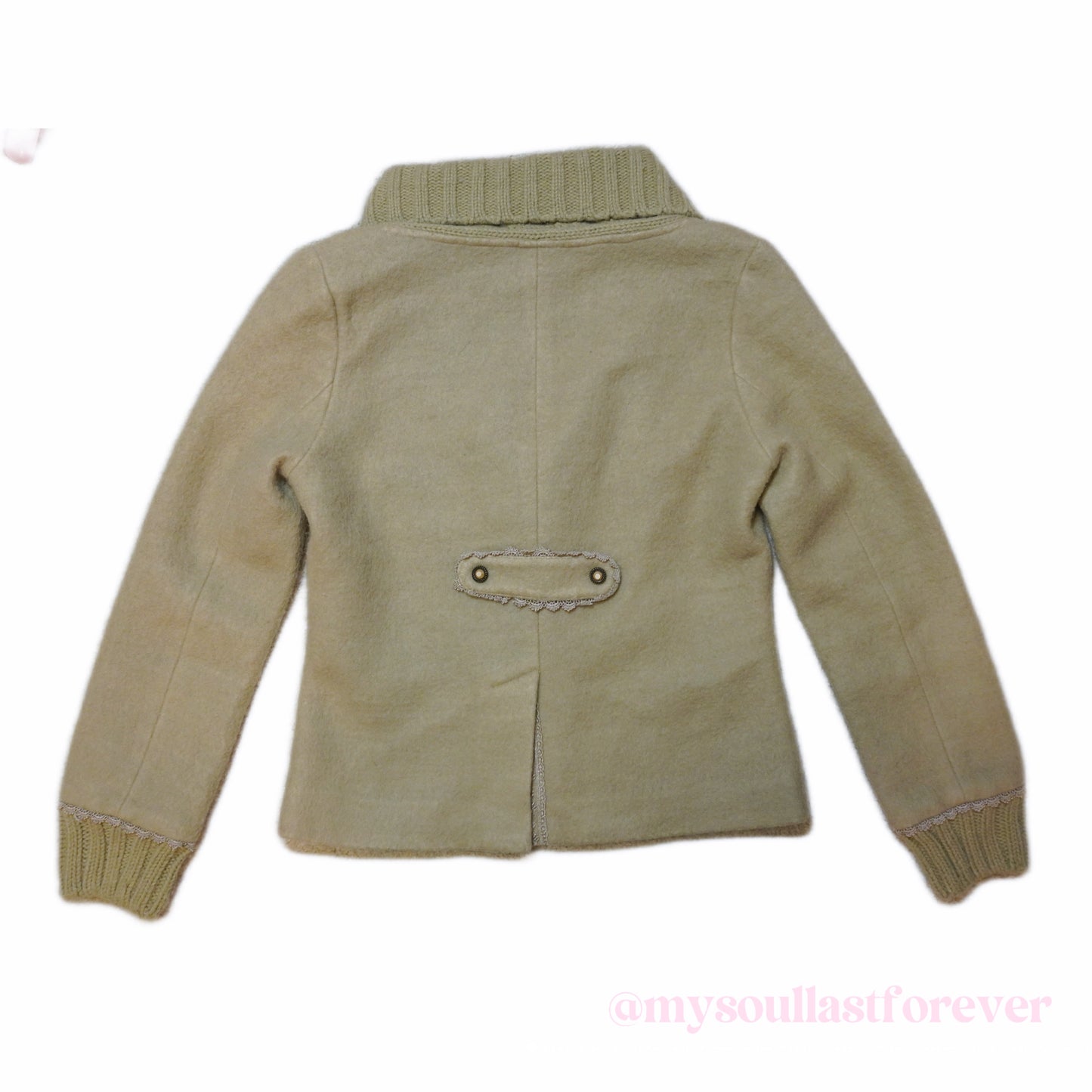 Vintage Axes Femme shouju knit collar embroidered wool jacket - Mysoullastforever