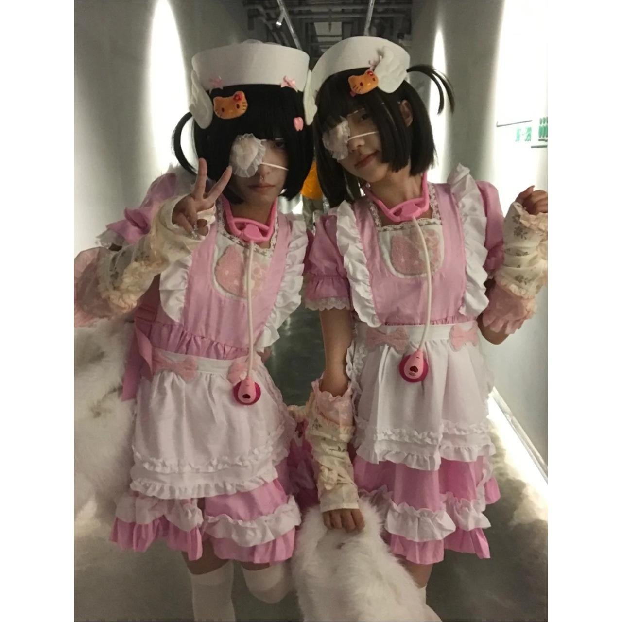 Independent designer brand hellokitty patch maid style lolita op dress - Mysoullastforever