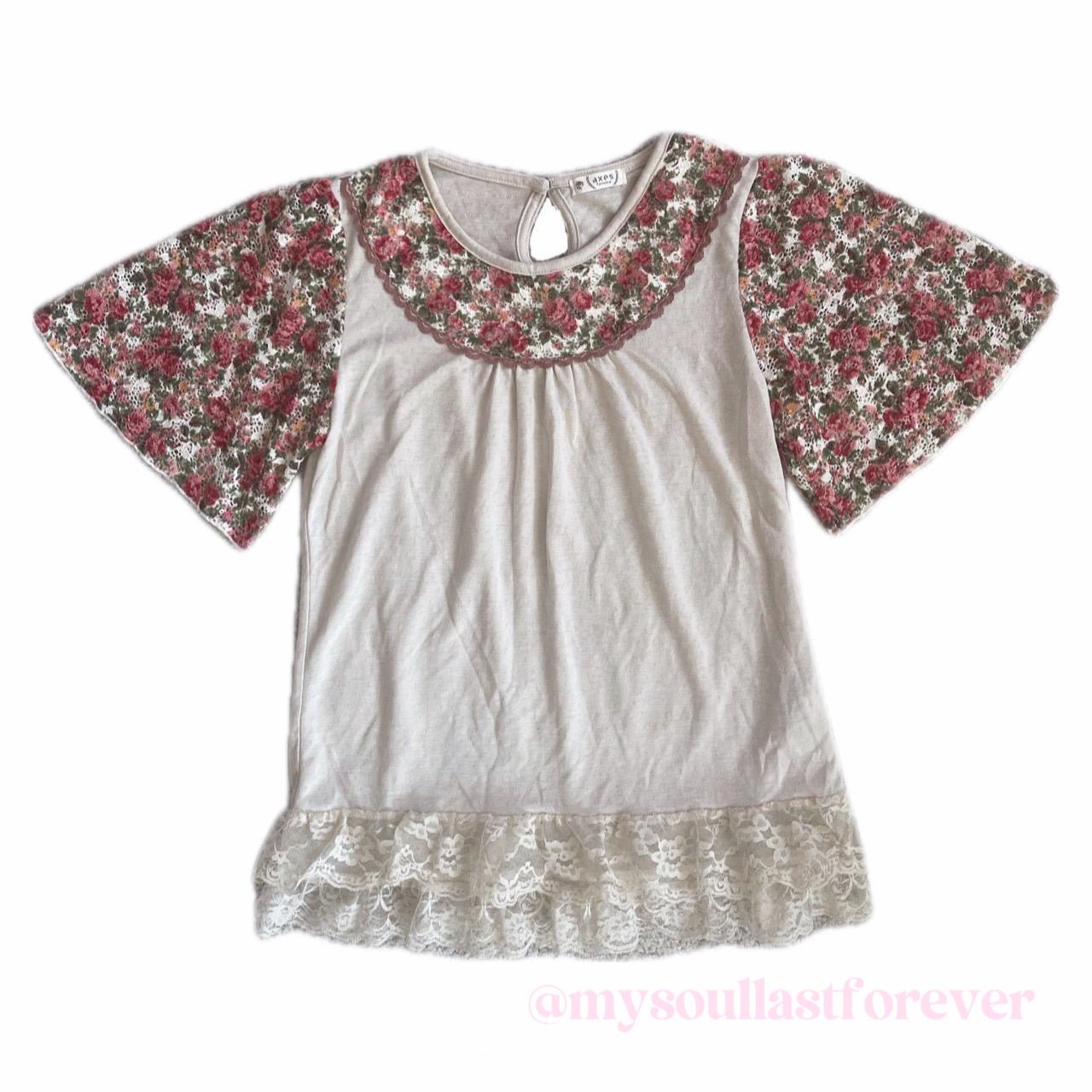 Vintage Axes Femme shouju floral ruffle lace top - Mysoullastforever