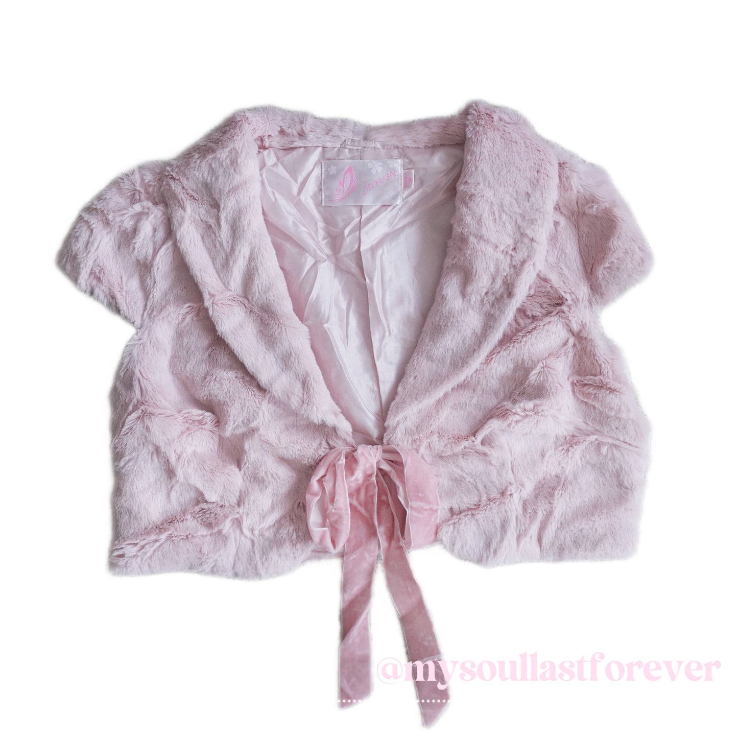 Vintage pink shouju velvet tie front cropped cardiganh - Mysoullastforever