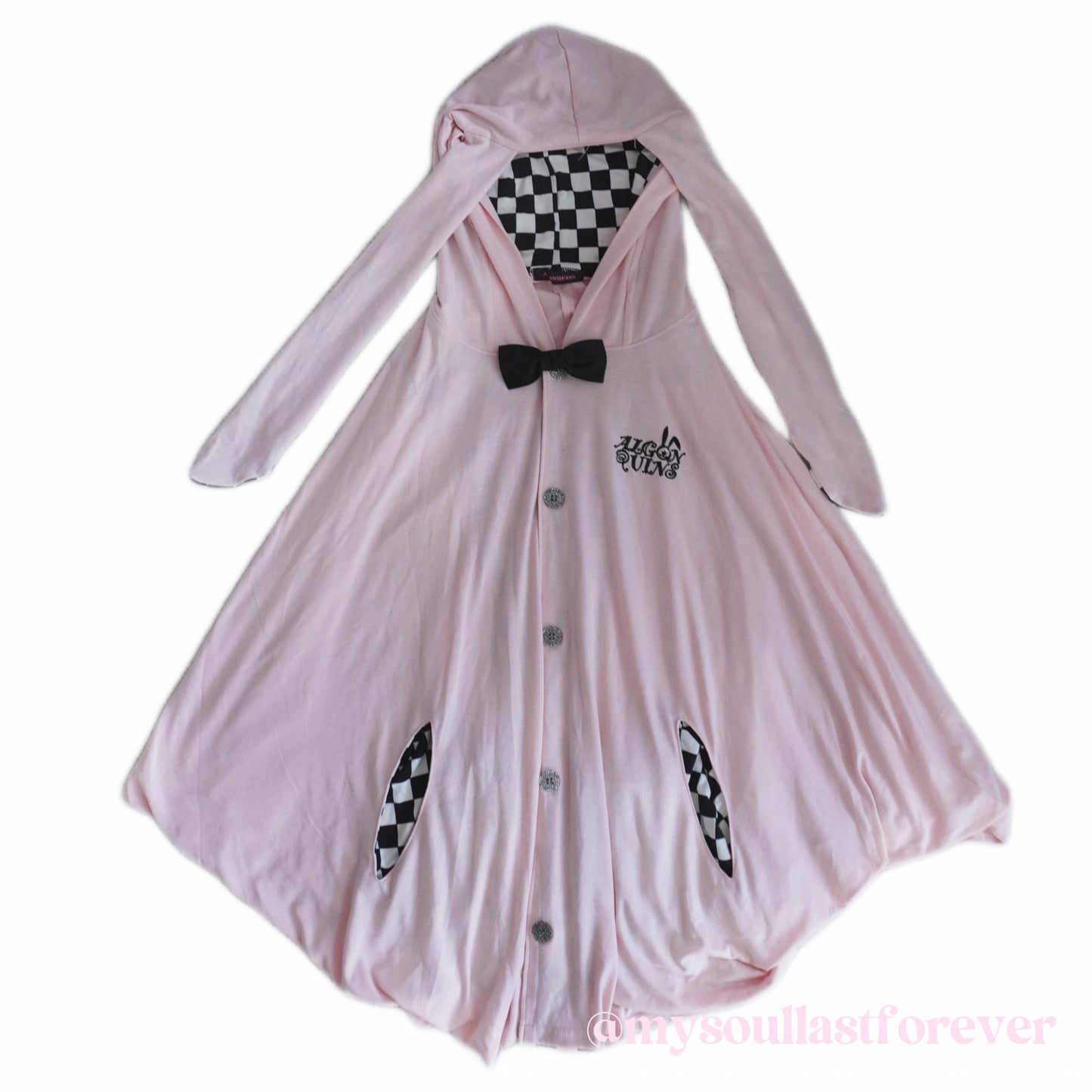 Vintage Algonquins jojifuku aesthetic bunny ears hoodie jacket with ribbon detail - Mysoullastforever