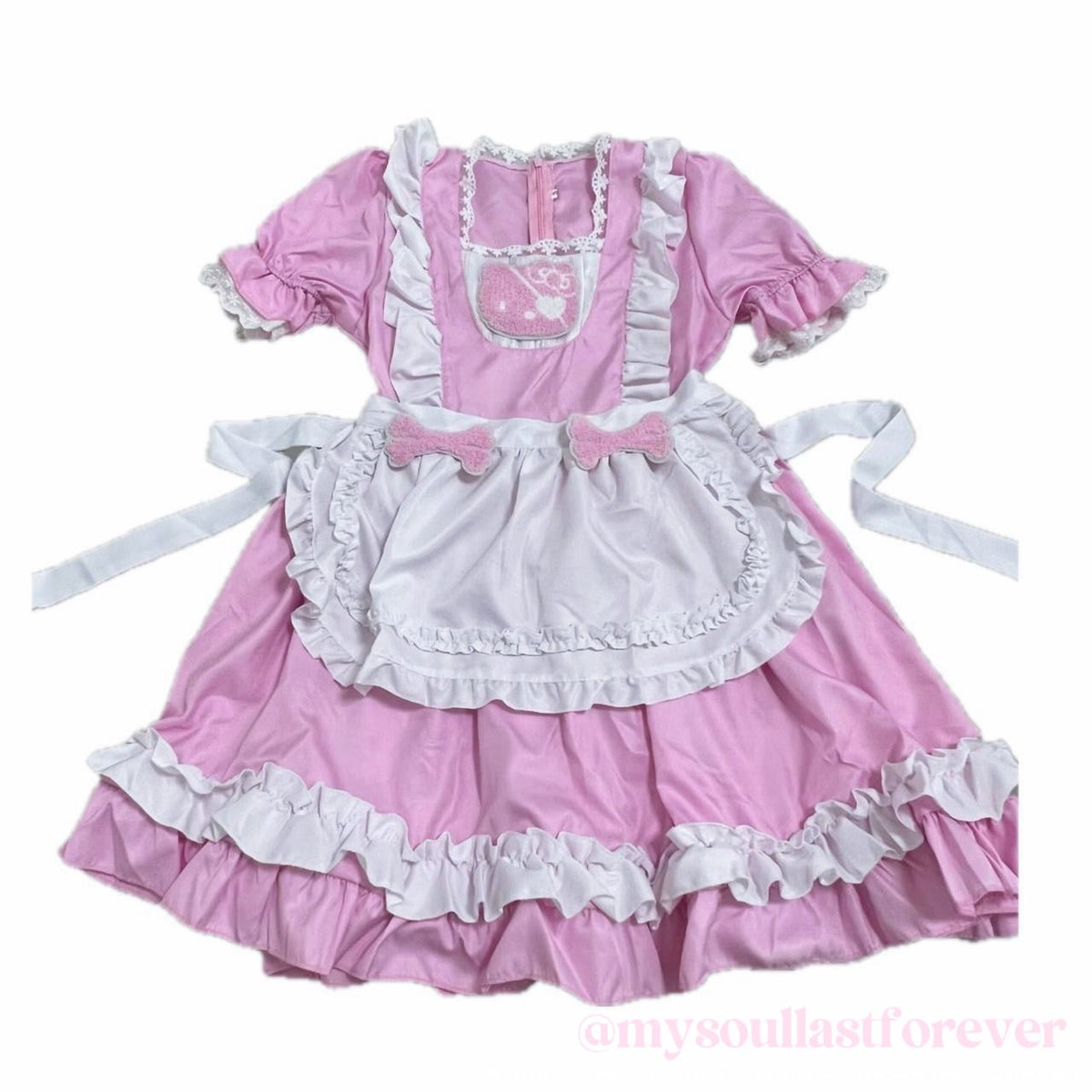Independent designer brand hellokitty patch maid style lolita op dress - Mysoullastforever