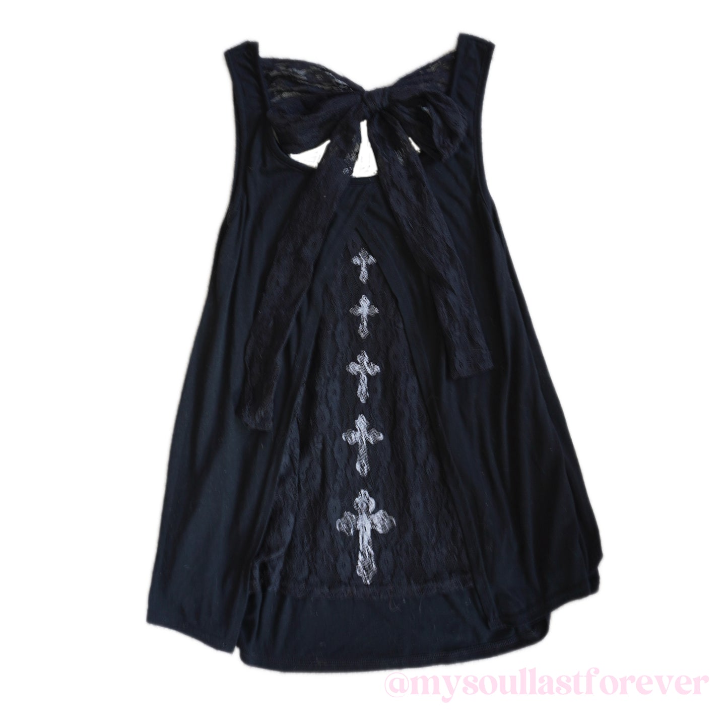 Vintage Ghost of Harlem punk aesthetic cross detail tank top - Mysoullastforever