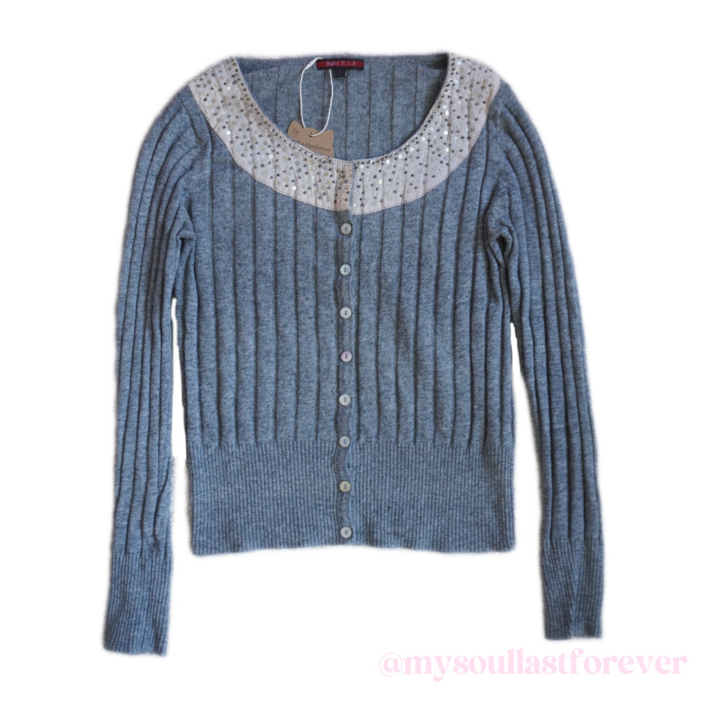 Vintage Baby F.O.X milkmaid knit cardigan with rhinestone collar - Mysoullastforever