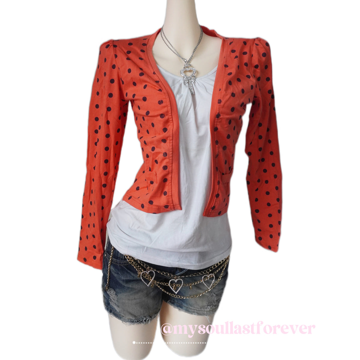 Vintage 2000s very rare watermelon polka dot long sleeve top - Mysoullastforever