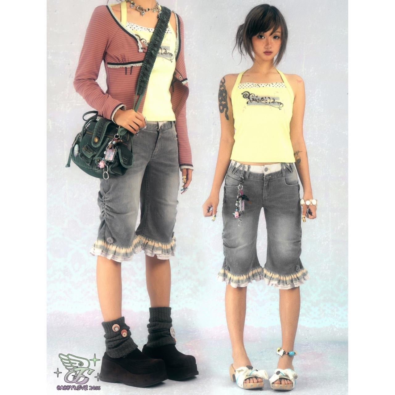 SassyLove shouju girl fashion frill ruffled jort - Mysoullastforever