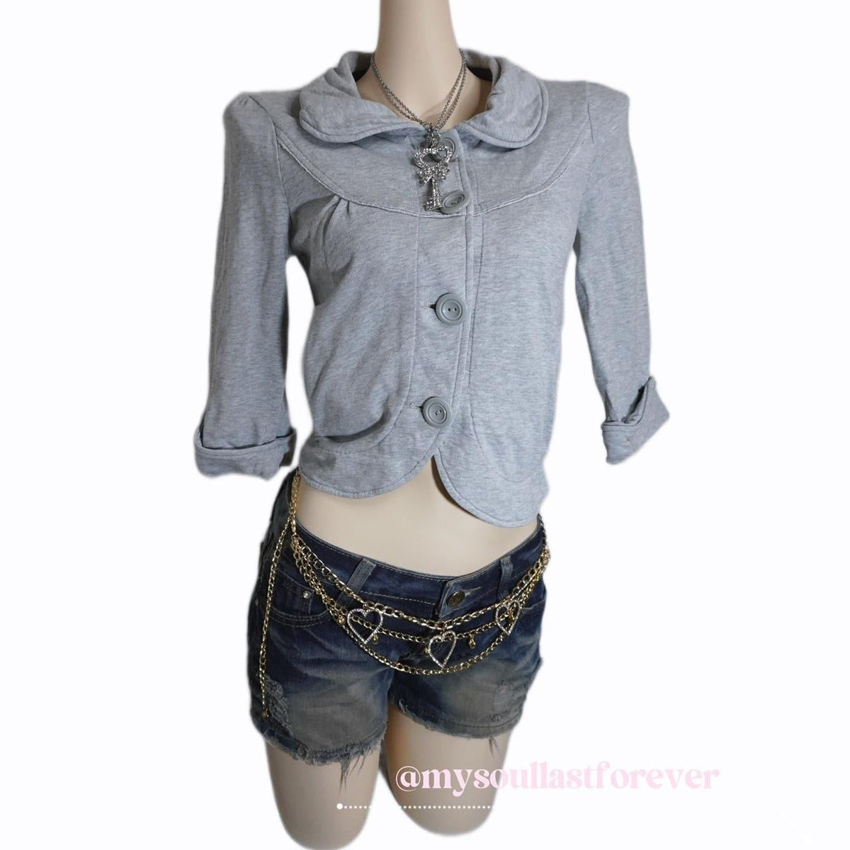 Vintage ES 2000s aesthetic jacket with lace detailing - Mysoullastforever