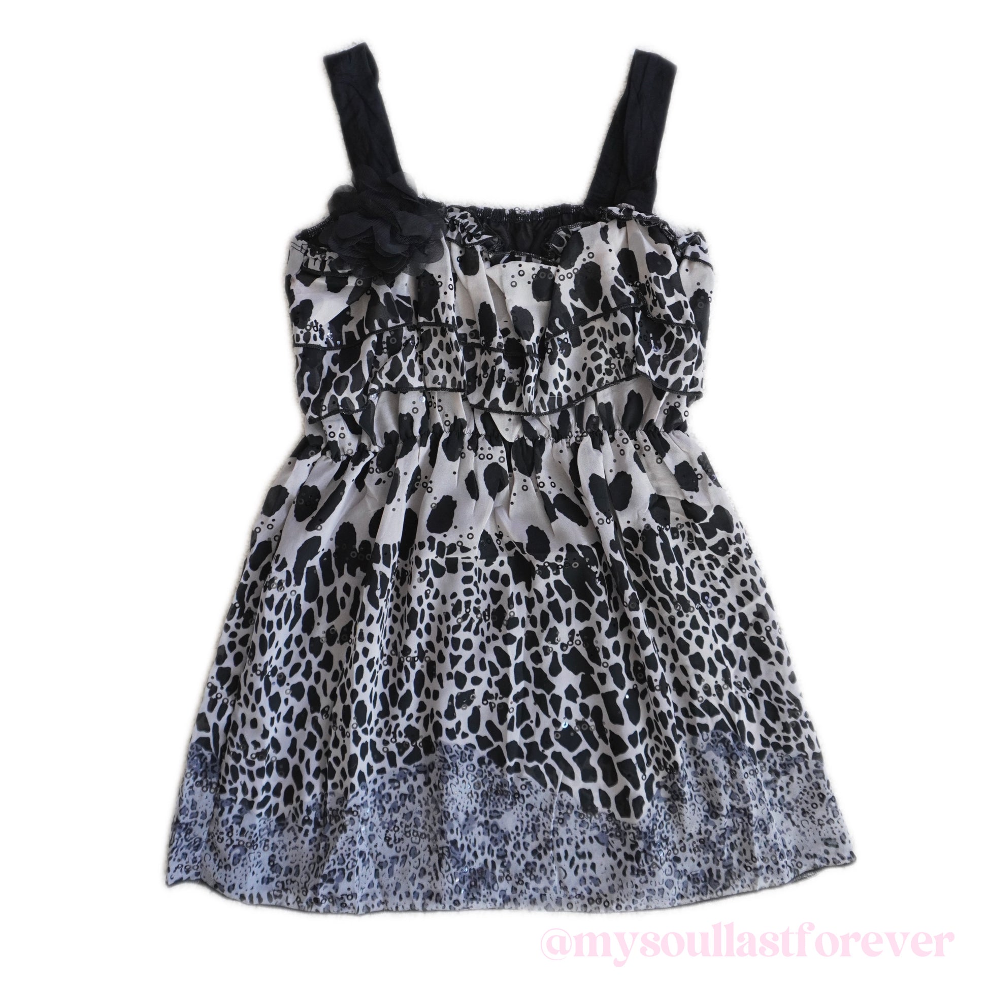 Vintage gyaru aesthetic mcbling leopard print ruffled lace trim babydoll cami top - Mysoullastforever