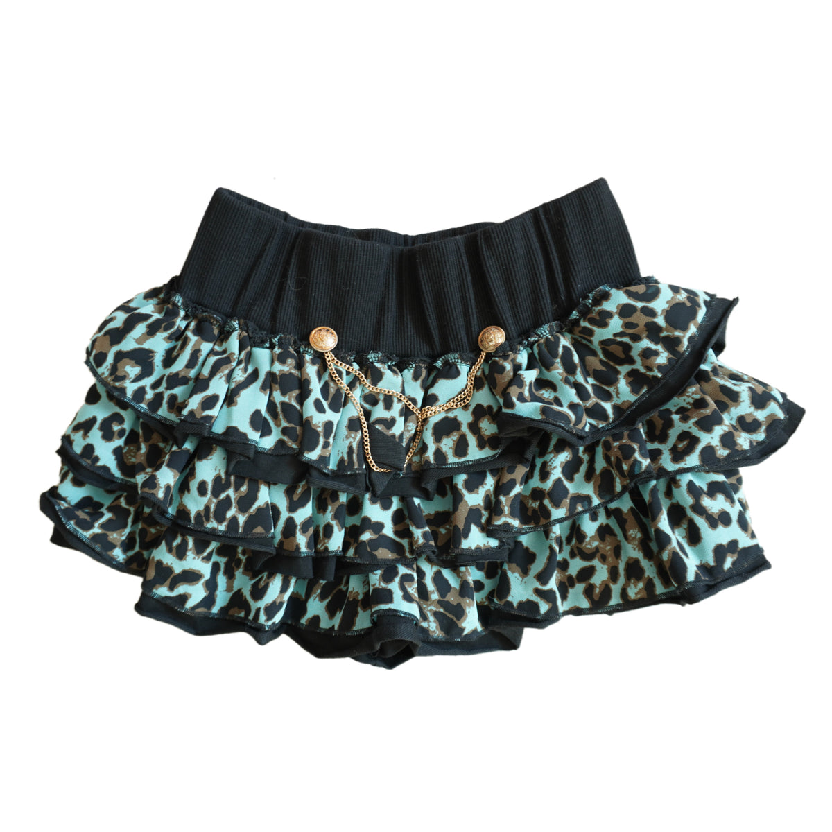 Born this way Independent designer brand mint chocolate gyaru aesthetic leopard print top and mini skirt with bow tie - Mysoullastforever