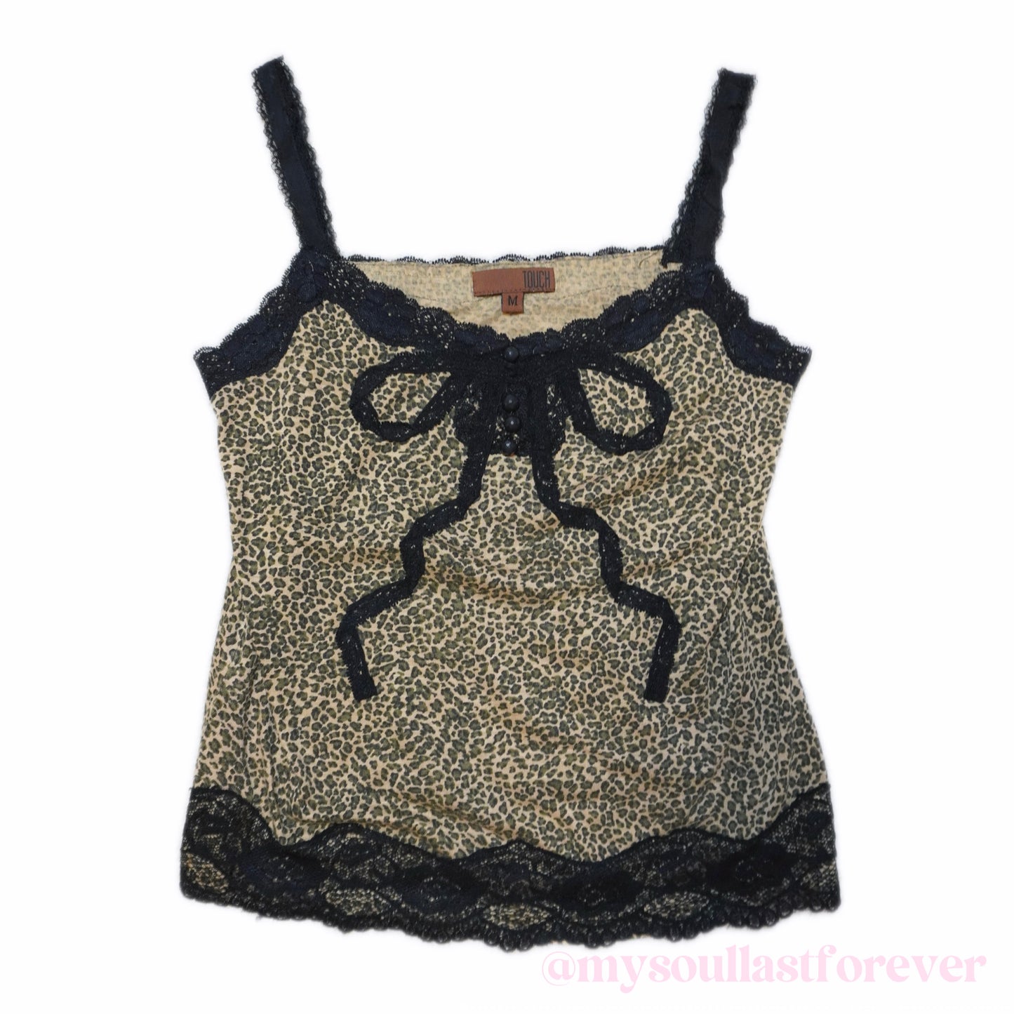 Vintage leopard print cami top with bow details - Mysoullastforever