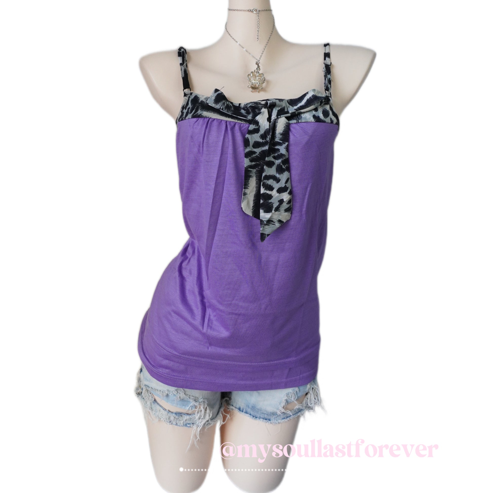 Vintage 2000s aesthetic leopard print bow tank top - Mysoullastforever