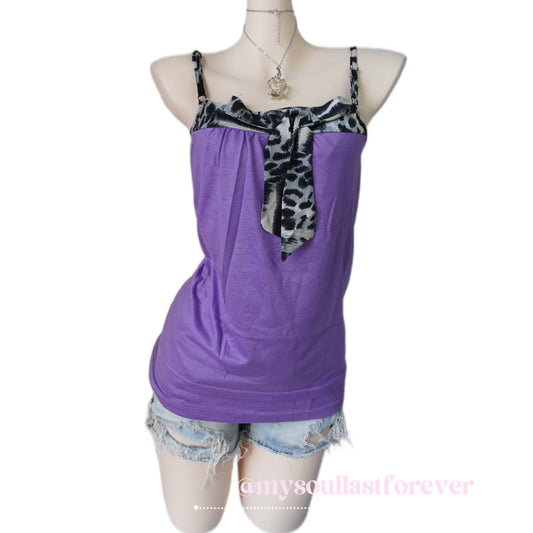 Vintage 2000s aesthetic leopard print bow tank top - Mysoullastforever