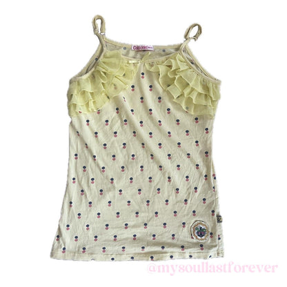 Vintage Cocicoki jojifuku ruffled polka dot cami to with badge detail - Mysoullastforever