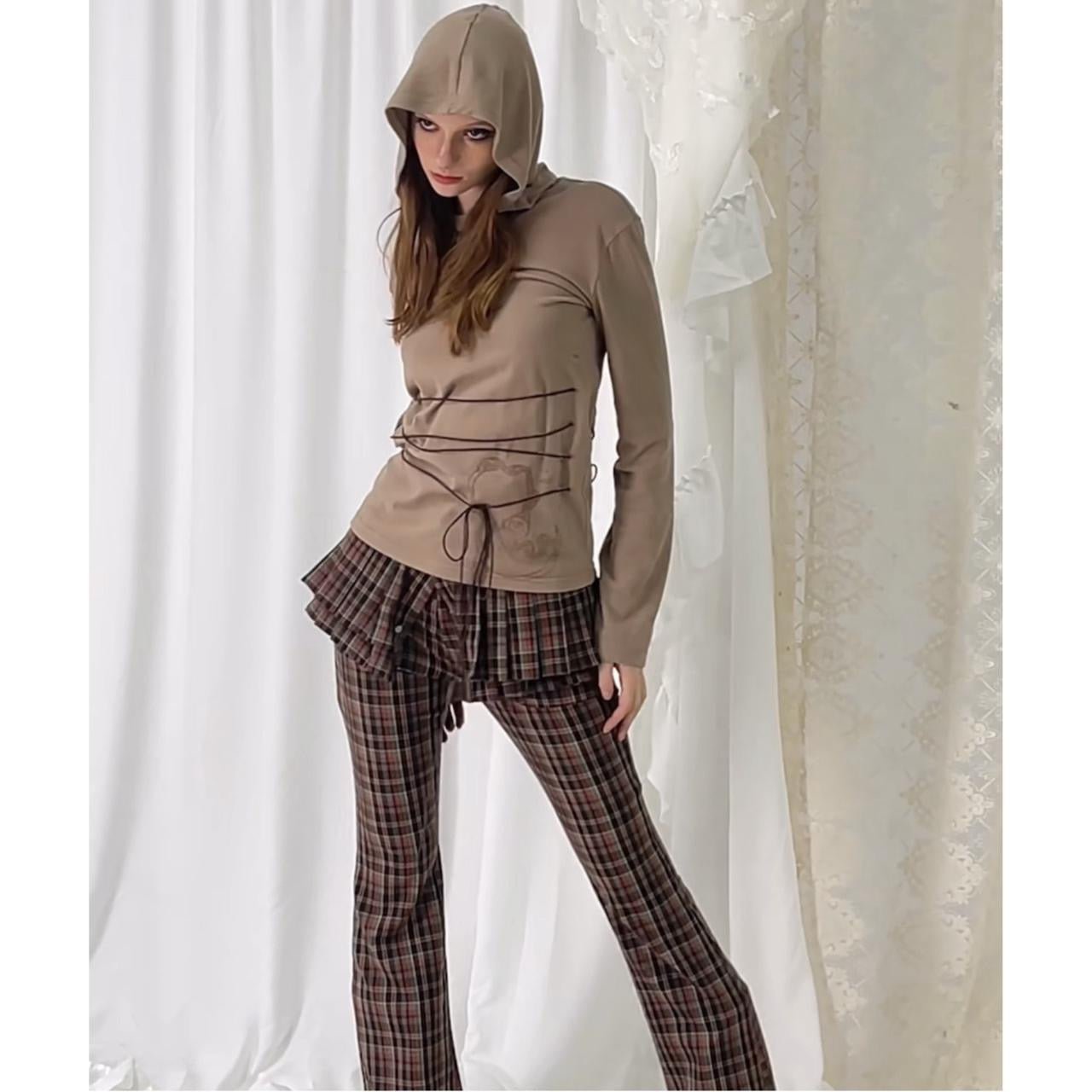 Ncave independent designer brand archive strings detail hoodie - Mysoullastforever