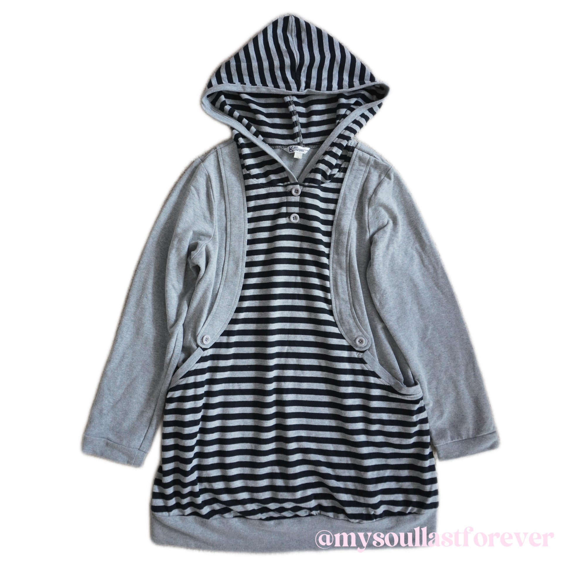 Vintage archive aesthetic striped hoodie dress - Mysoullastforever
