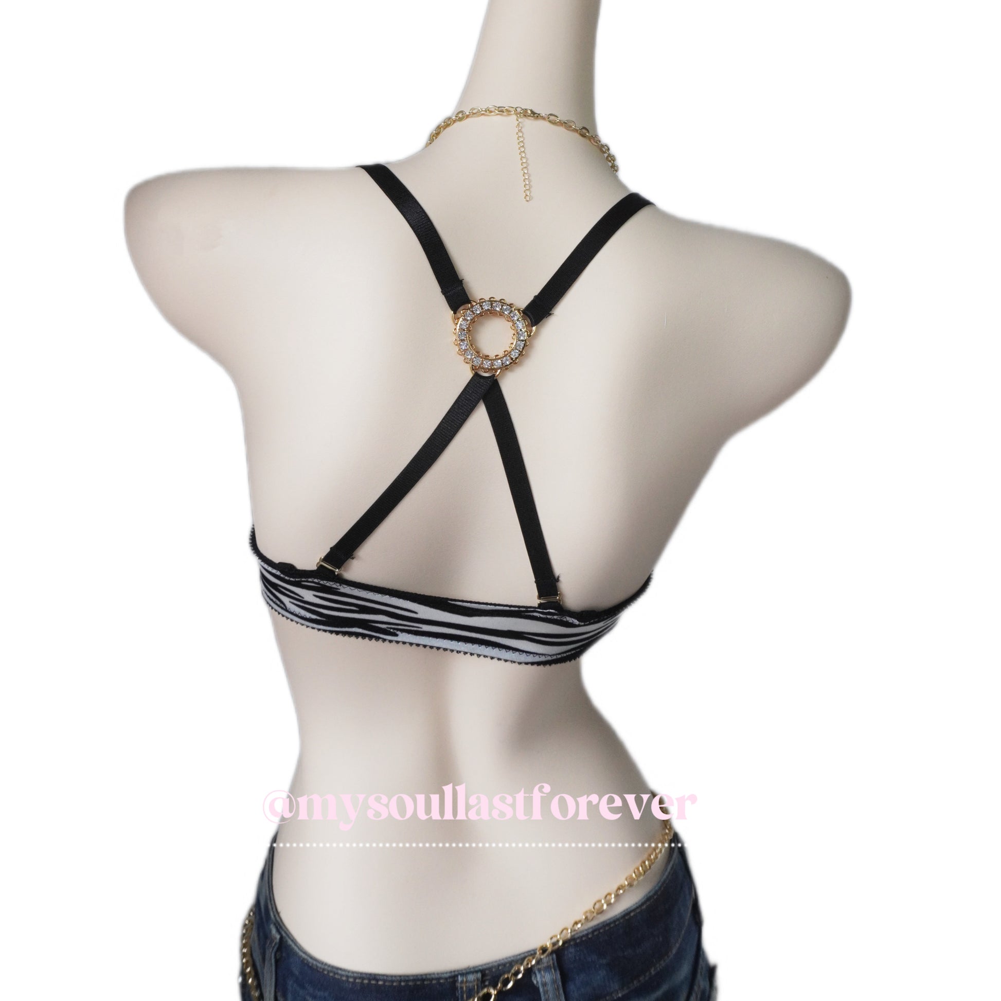 Gyaru aesthetic zebra print lace bra and shorts set - Mysoullastforever