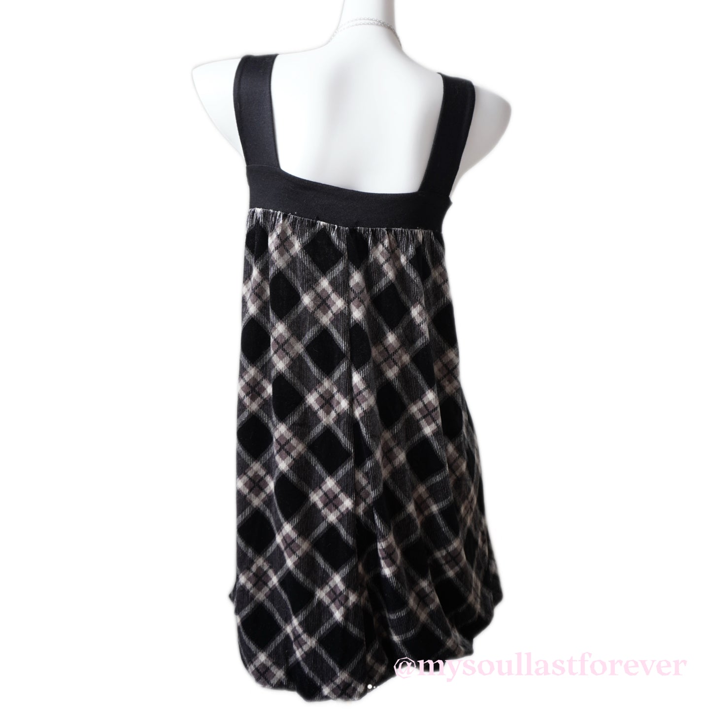 Vintage milkmaid plaid bow detailing ruffled cami dress - Mysoullastforever