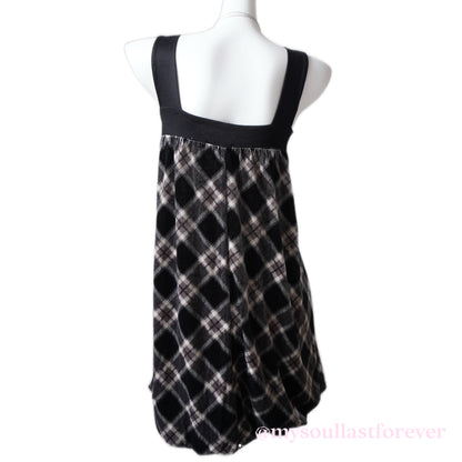 Vintage milkmaid plaid bow detailing ruffled cami dress - Mysoullastforever