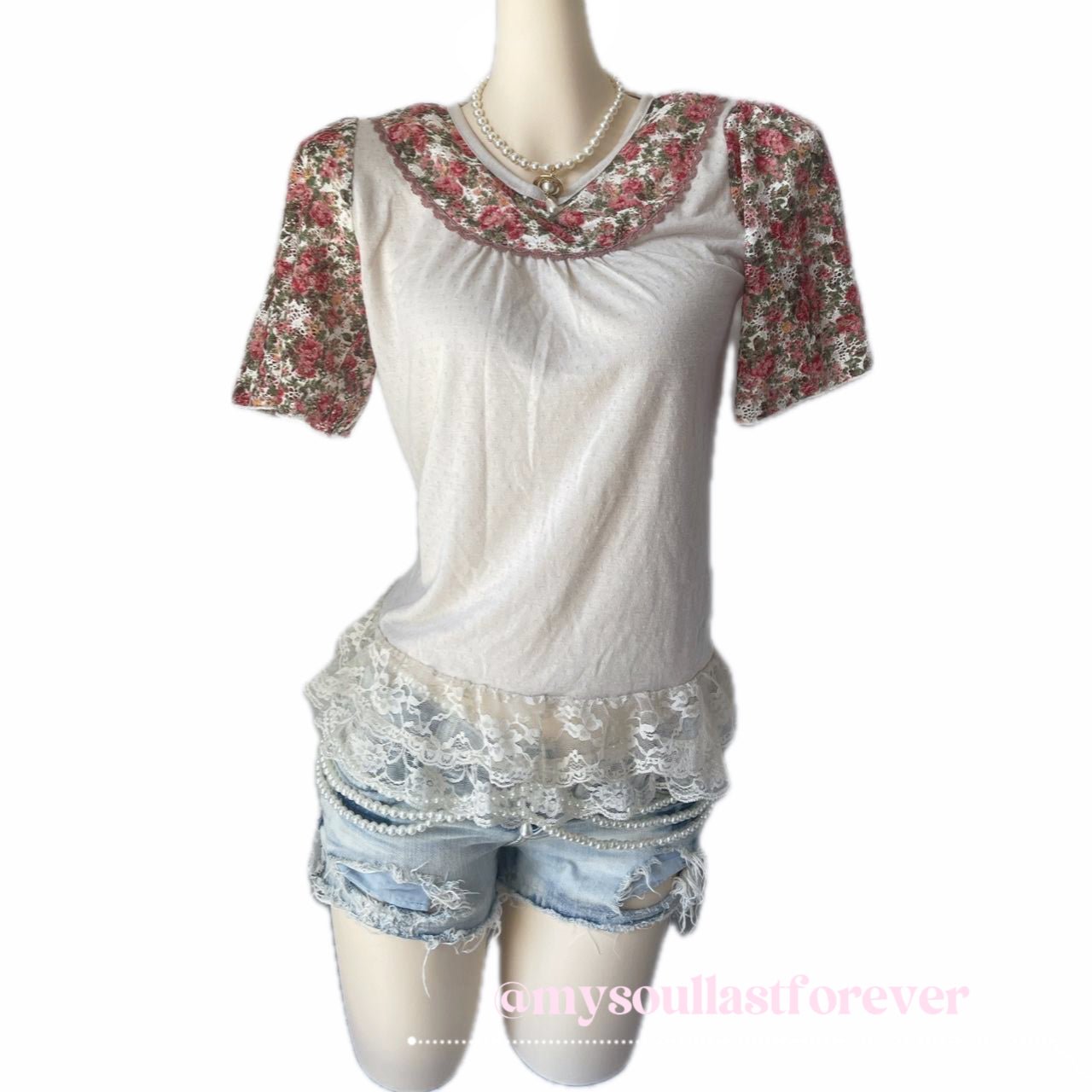 Vintage Axes Femme shouju floral ruffle lace top - Mysoullastforever