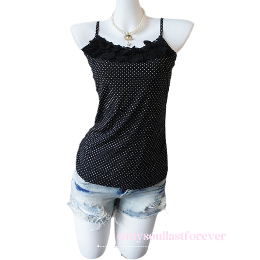 Vintage shouju core polka dot bow ruffle cami top - Mysoullastforever