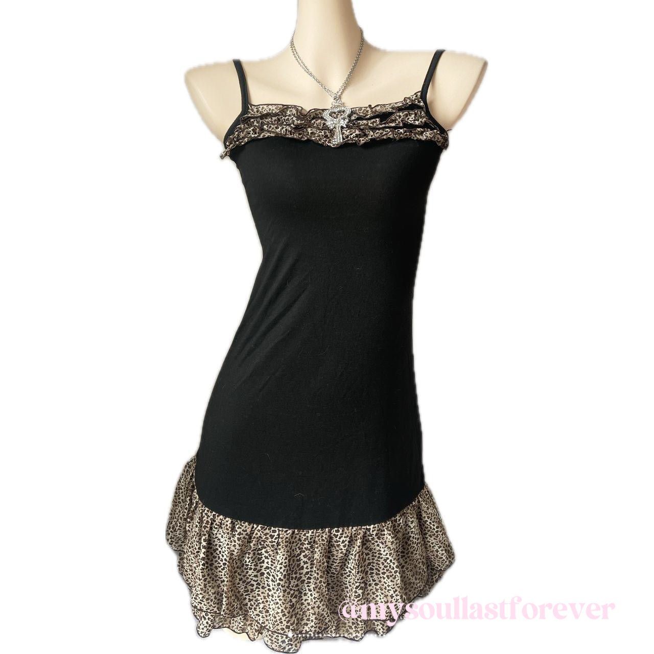 Vintage Chu XXX gyaru aesthetic leopard print frill babydoll dress - Mysoullastforever