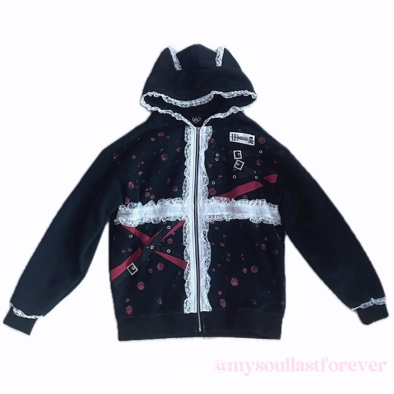 Idependent designer brand HBreaker punk aesthetic lace skull oversized jacket - Mysoullastforever