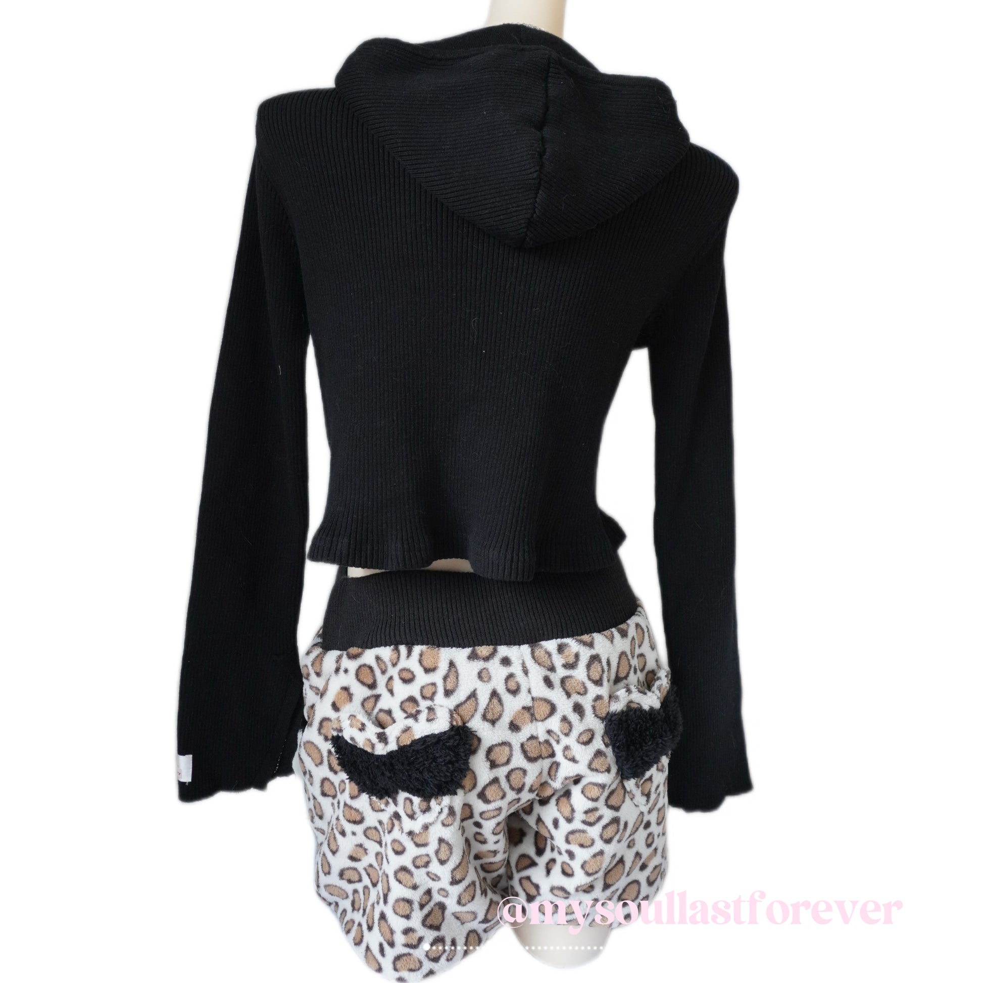 Vintage Love Lolly leopard print heart shaped pockets rhinestone detailing shorts - Mysoullastforever