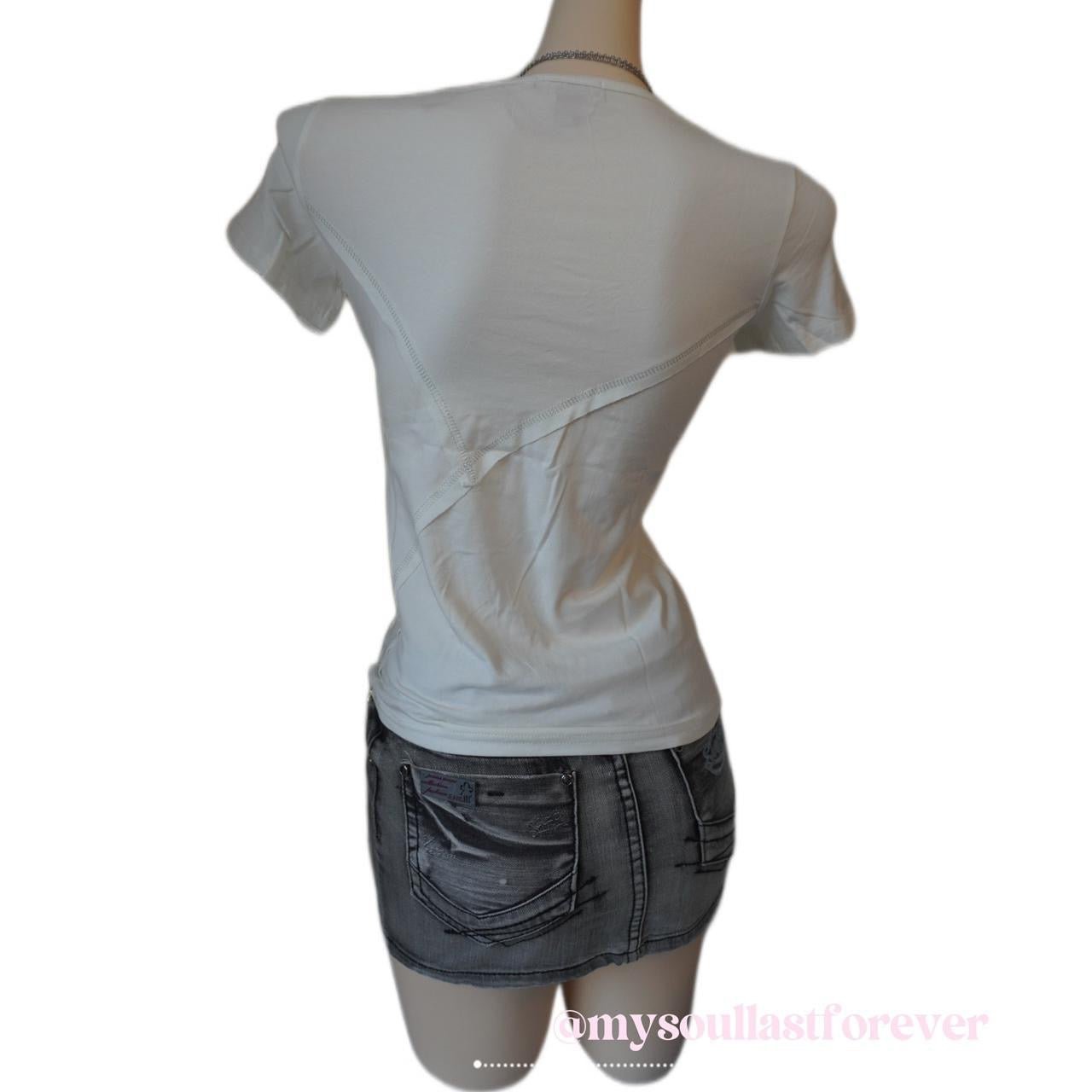 Vintage 2000s aesthetic striped layer graphic print cropped top - Mysoullastforever