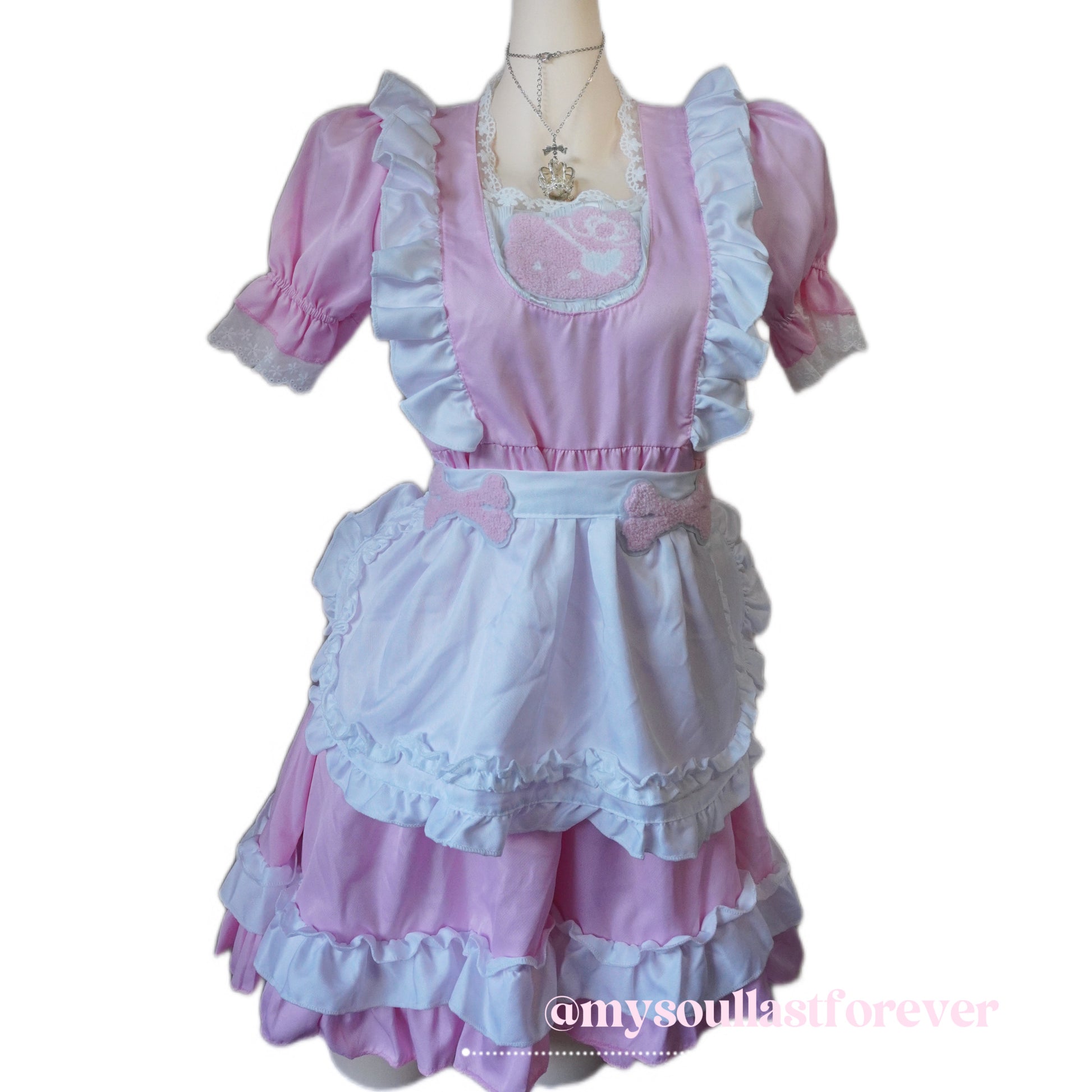 Independent designer brand hellokitty patch maid style lolita op dress - Mysoullastforever