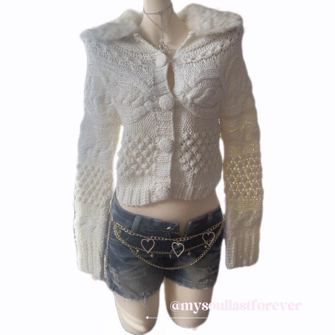 Vintage shouju cozy knit sweater cardigan with detachable fur collar - Mysoullastforever