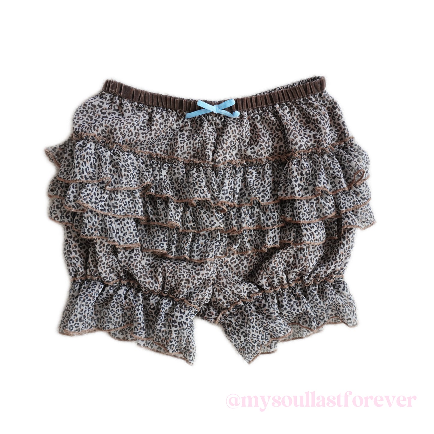 Aweby11 independent designer brand mcbling leopard print ruffle shorts - Mysoullastforever
