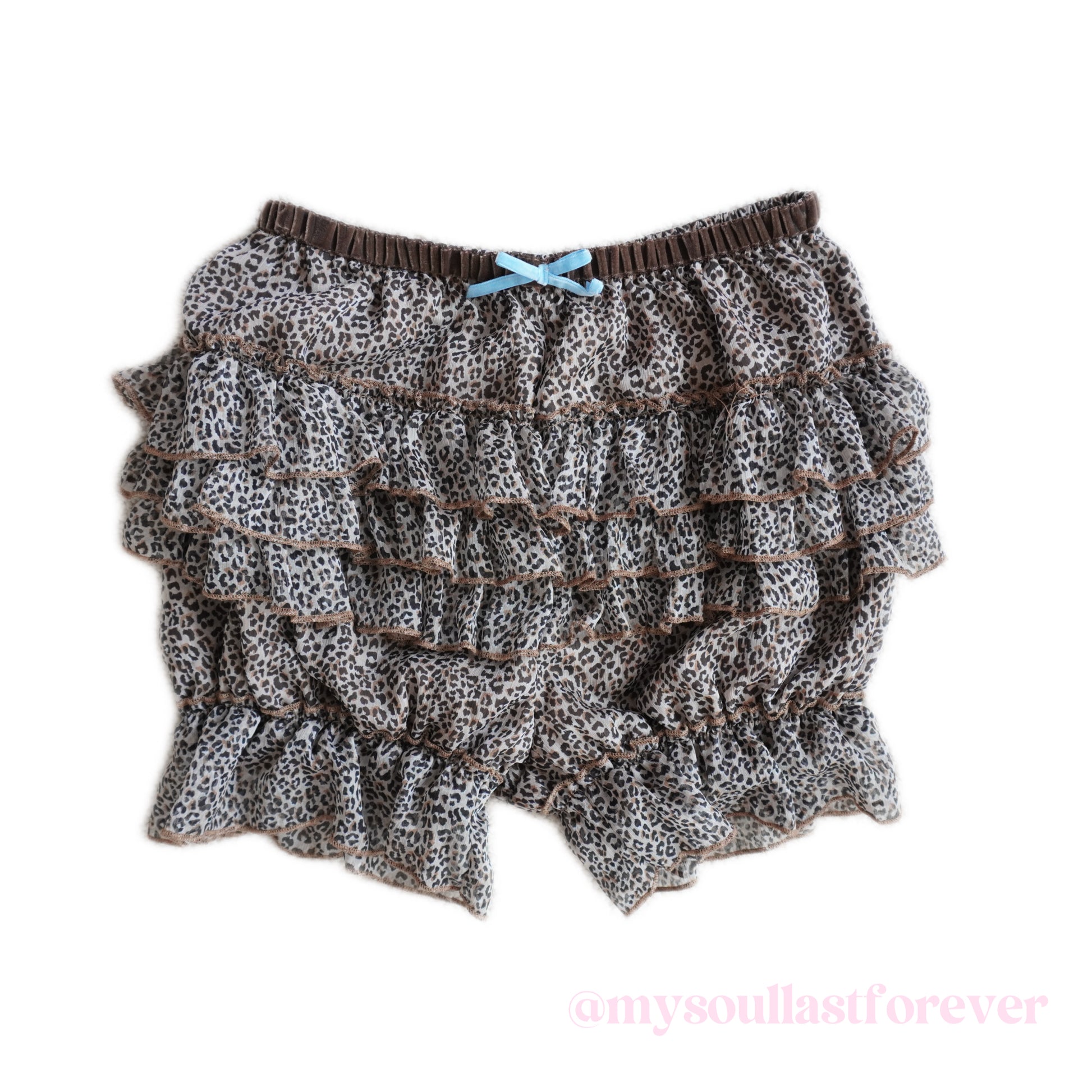 Aweby11 independent designer brand mcbling leopard print ruffle shorts - Mysoullastforever