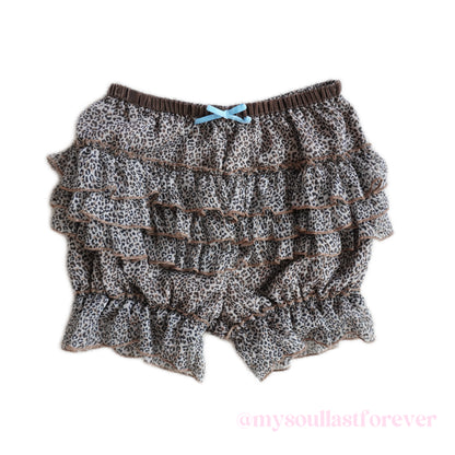 Aweby11 independent designer brand mcbling leopard print ruffle shorts - Mysoullastforever