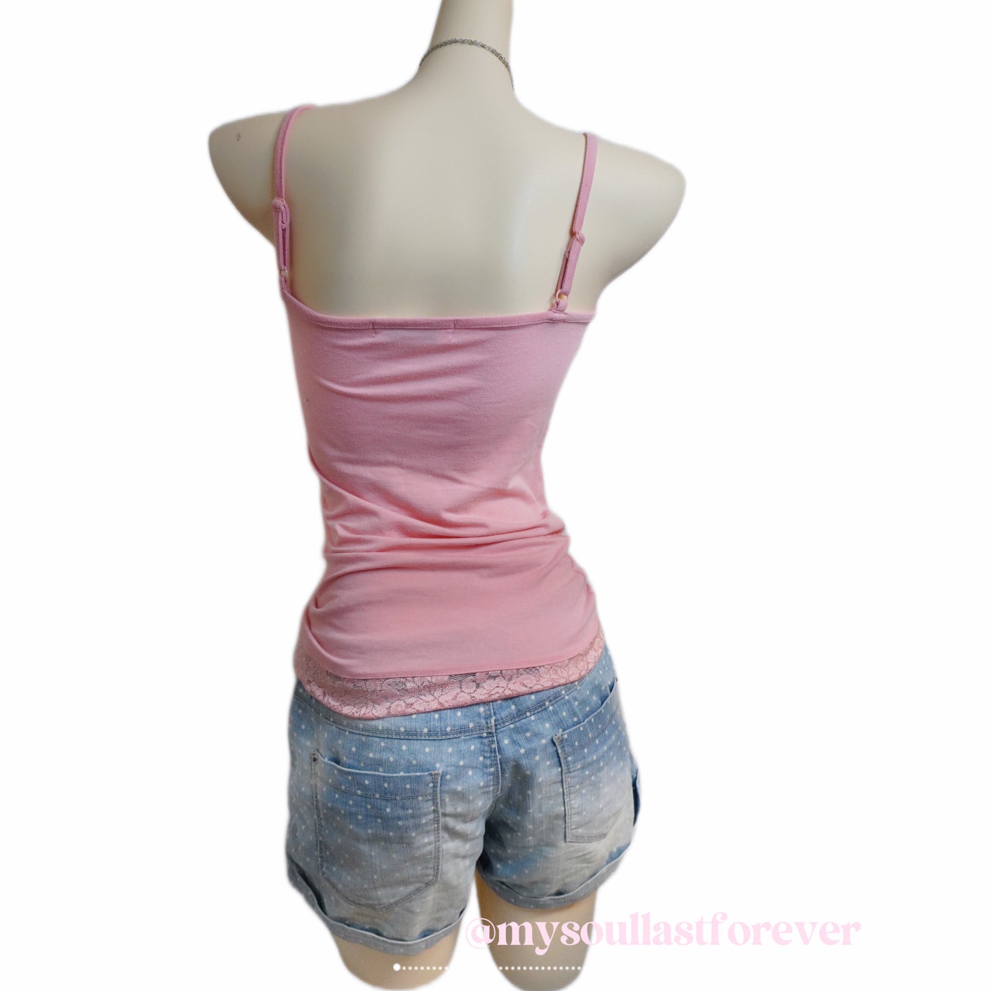 Vintage adorable 2000s aesthetic polka dot denim shorts - Mysoullastforever