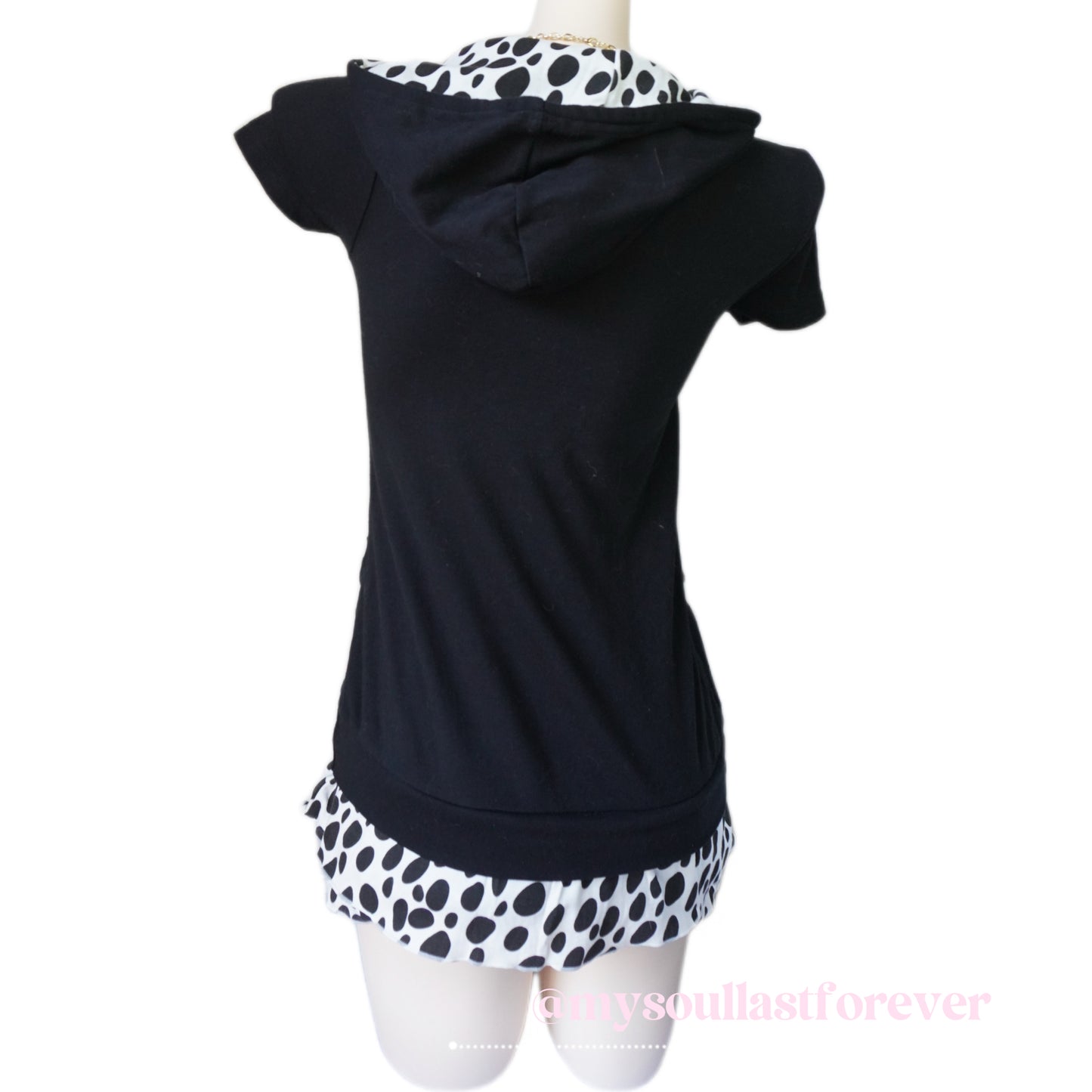 Vintage Jospita polka dot frill ruffled babydoll hoodie dress - Mysoullastforever