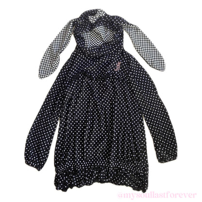 Vintage Algonquins 2000s aesthetic polka dot bunny ears hoodie dress - Mysoullastforever