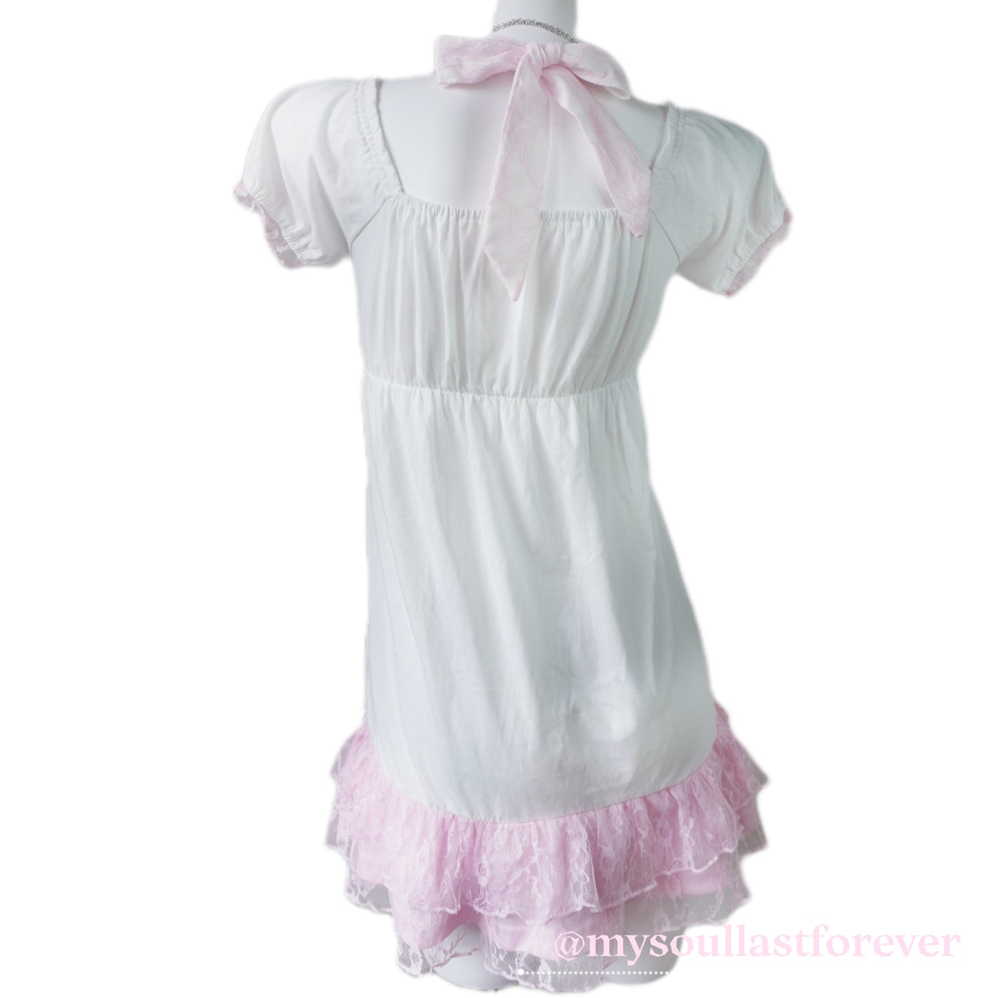 Gyaru aesthetic lace halter neck bow detail babydoll dress - Mysoullastforever