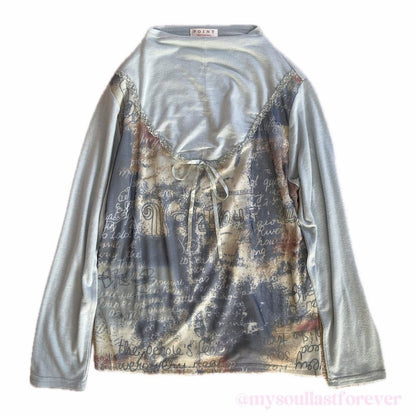 Vintage Point adorable shouju baby blue frill long sleeve top - Mysoullastforever