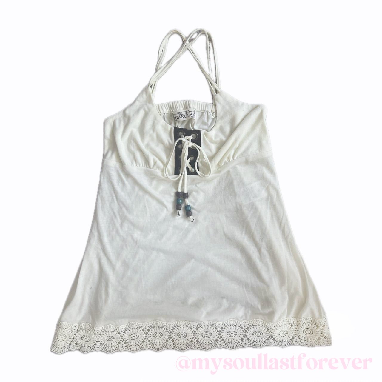 Vintage Garula gyaru very rare beads deco cami top - Mysoullastforever