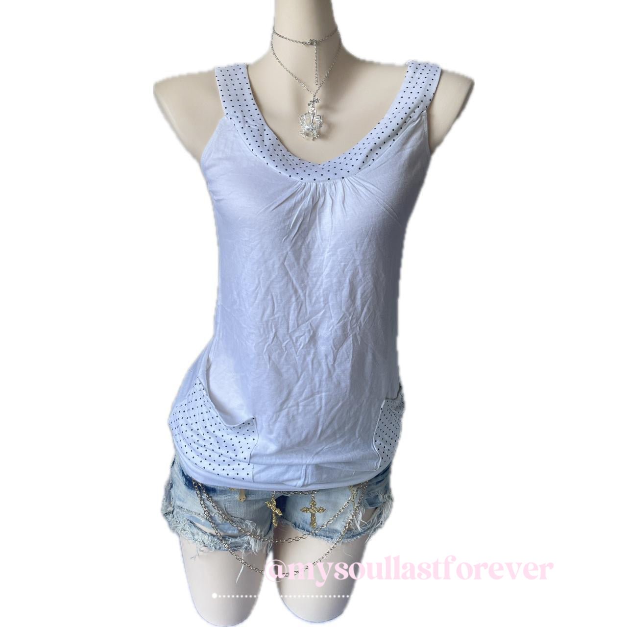 Vintage One Love milkmaid aesthetic polka dot babydoll dress with big pockets details - Mysoullastforever