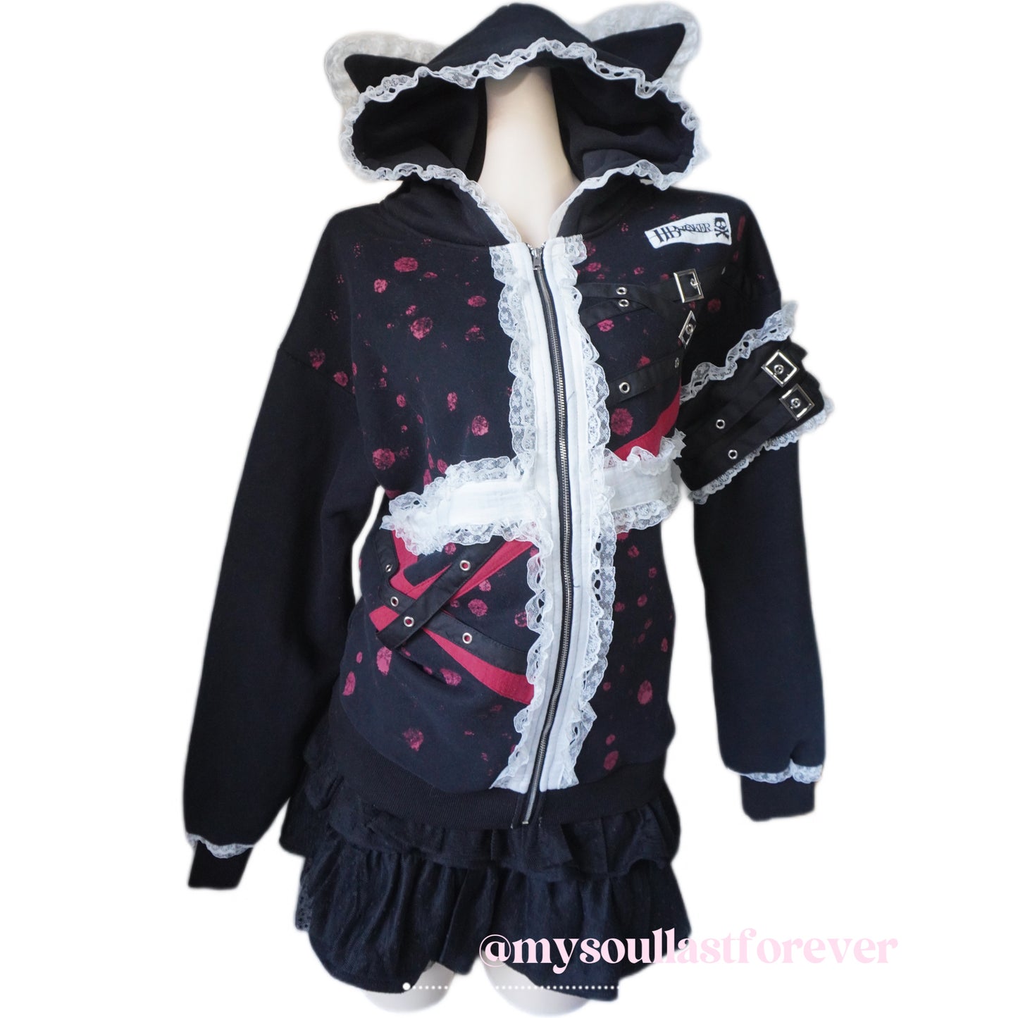 Idependent designer brand HBreaker punk aesthetic lace skull oversized jacket - Mysoullastforever