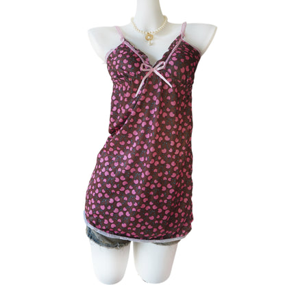 Vintage himegyaru aesthetic cherry print babydoll dress - Mysoullastforever