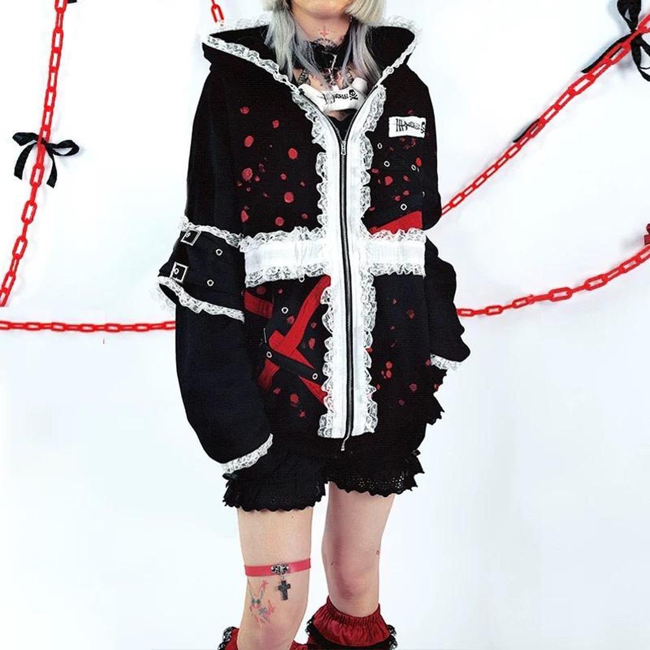Idependent designer brand HBreaker punk aesthetic lace skull oversized jacket - Mysoullastforever