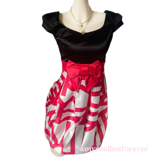 Vintage Veromoda gyaru aesthetic mcbling babydoll dress with ribbon details - Mysoullastforever