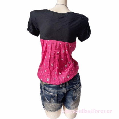 Vintage Ayilian Sgirl agejo gyaru sweet candy print babydoll top with ribbon detail - Mysoullastforever