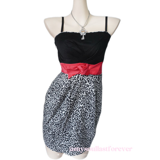 Vintage Vero Moda gyaru agejo leopard print babydoll cami dress with bow details - Mysoullastforever