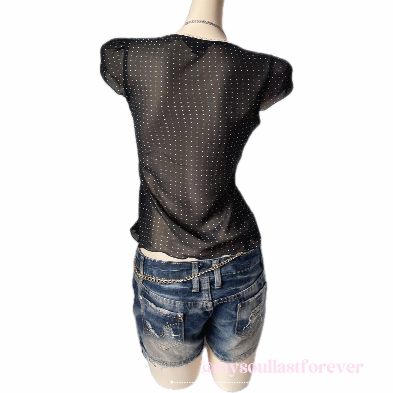 Vintage Etam sweet choco polka dot babydoll top with lace trimmings - Mysoullastforever