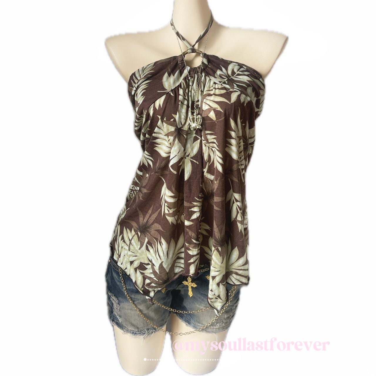 Vintage Sweanall archive aesthetic floral halter top - Mysoullastforever