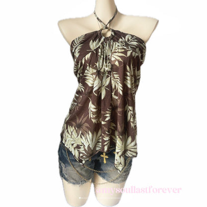 Vintage Sweanall archive aesthetic floral halter top - Mysoullastforever