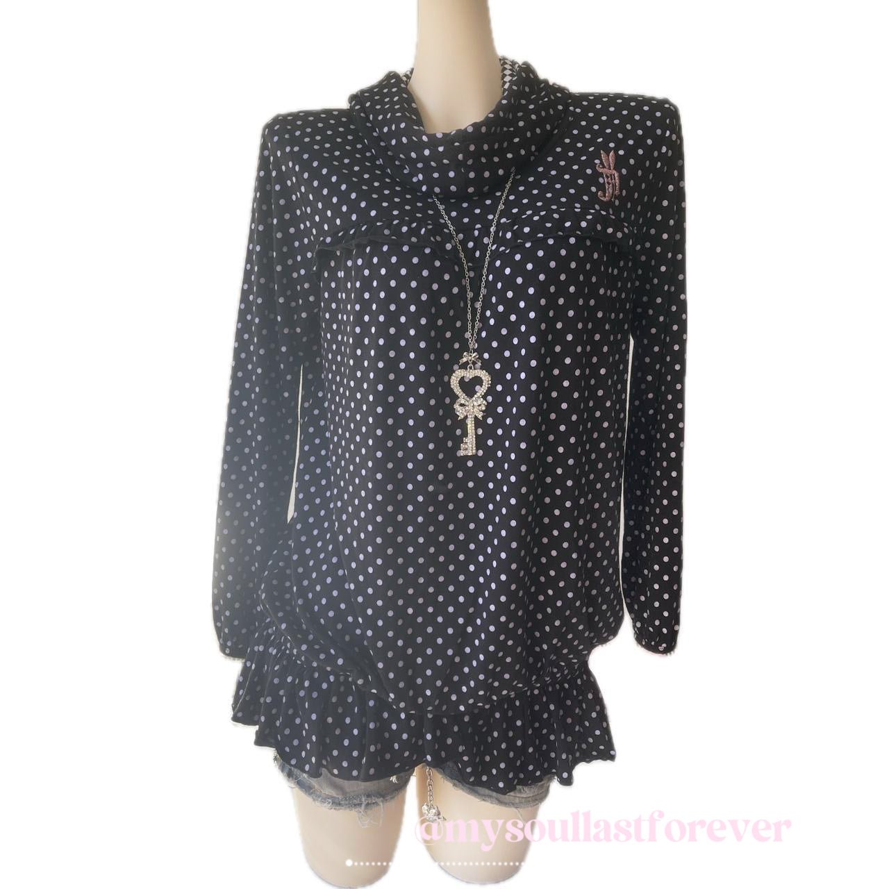 Vintage Algonquins 2000s aesthetic polka dot bunny ears hoodie dress - Mysoullastforever